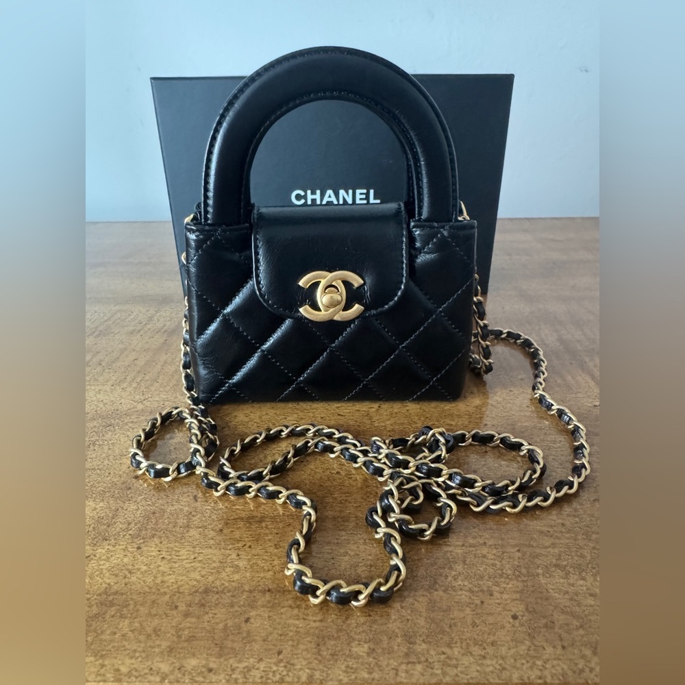 CHANEL Black Quilted Mini Kelly Bag with GHW